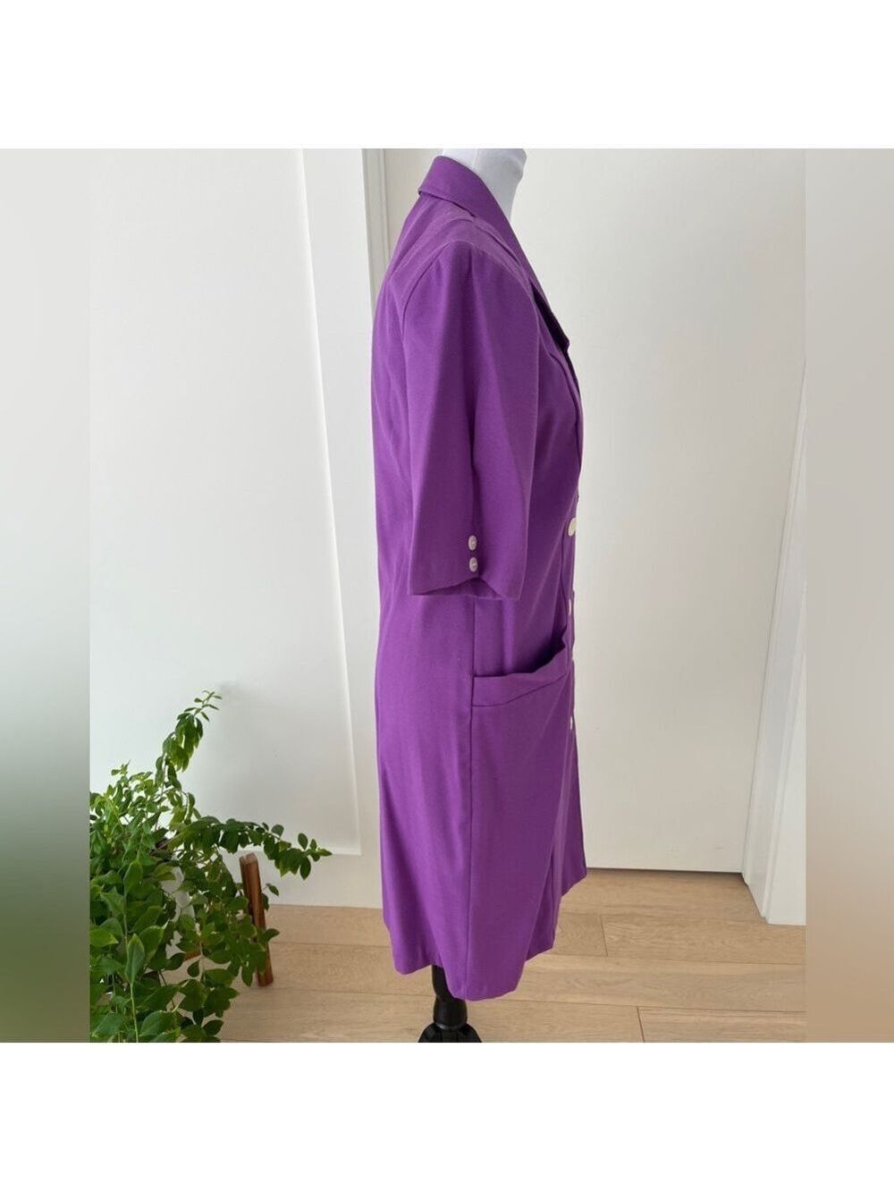 V.I.PETITES Vintage Double Breasted Purple Midi Dress Retro 80's 90's Canada - Picture 5 of 16